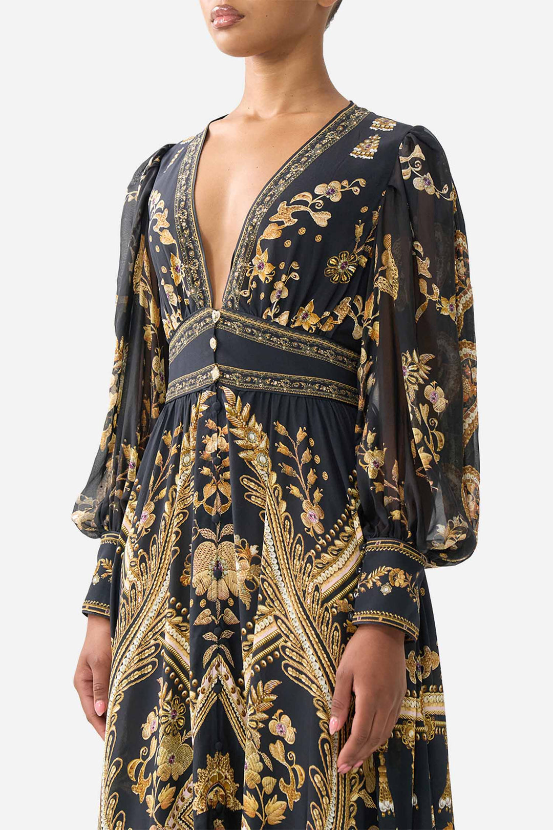 Long Button Front Dress in Taurus Rising