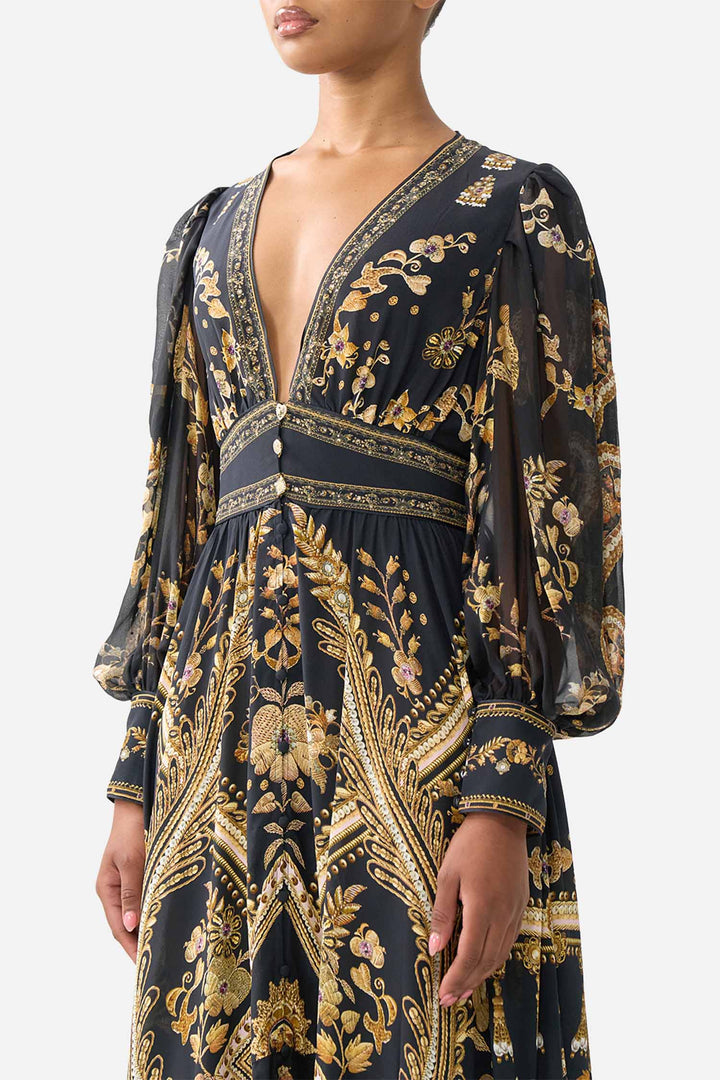 Long Button Front Dress in Taurus Rising