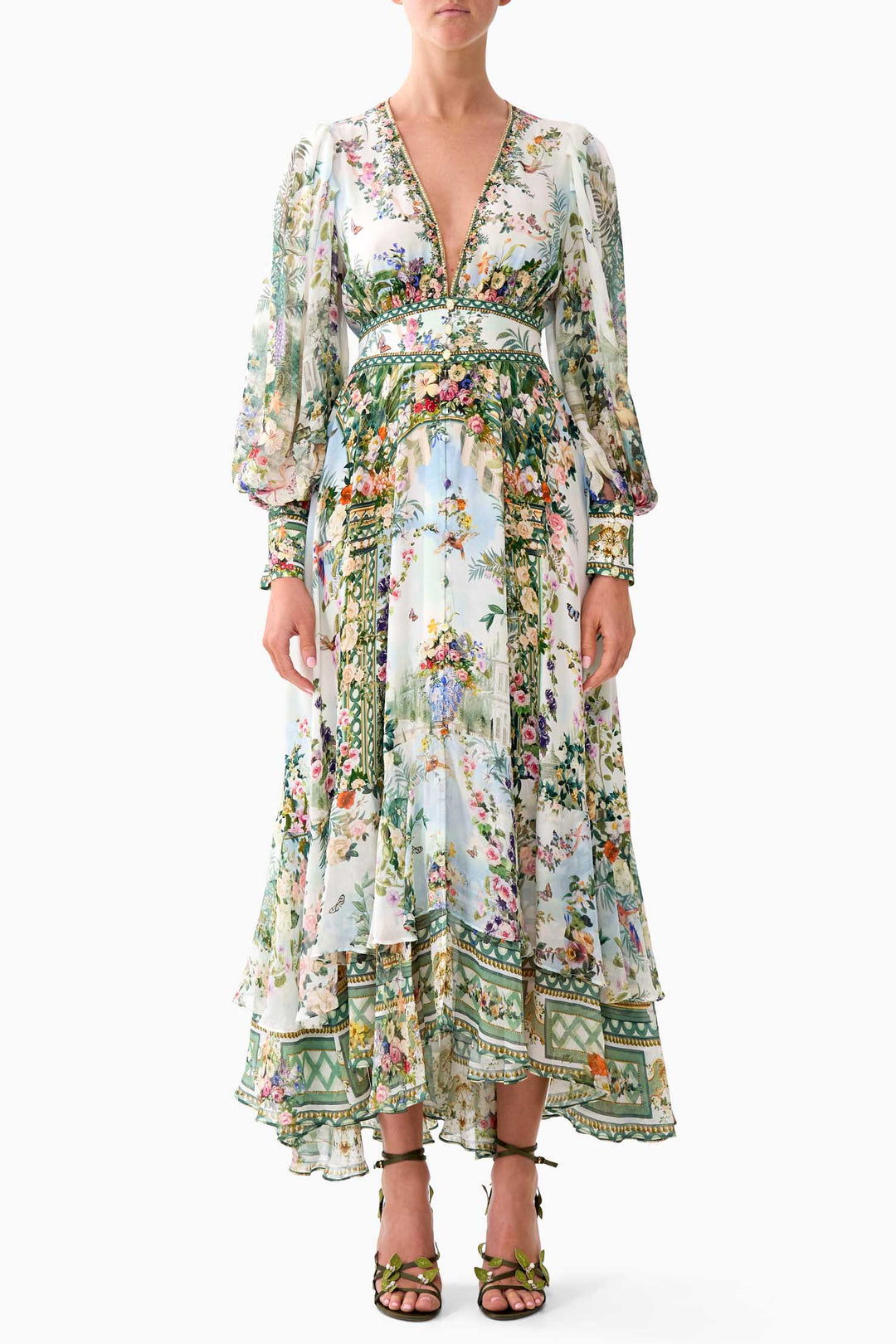 Long Button Front Dress in Art For The Empress