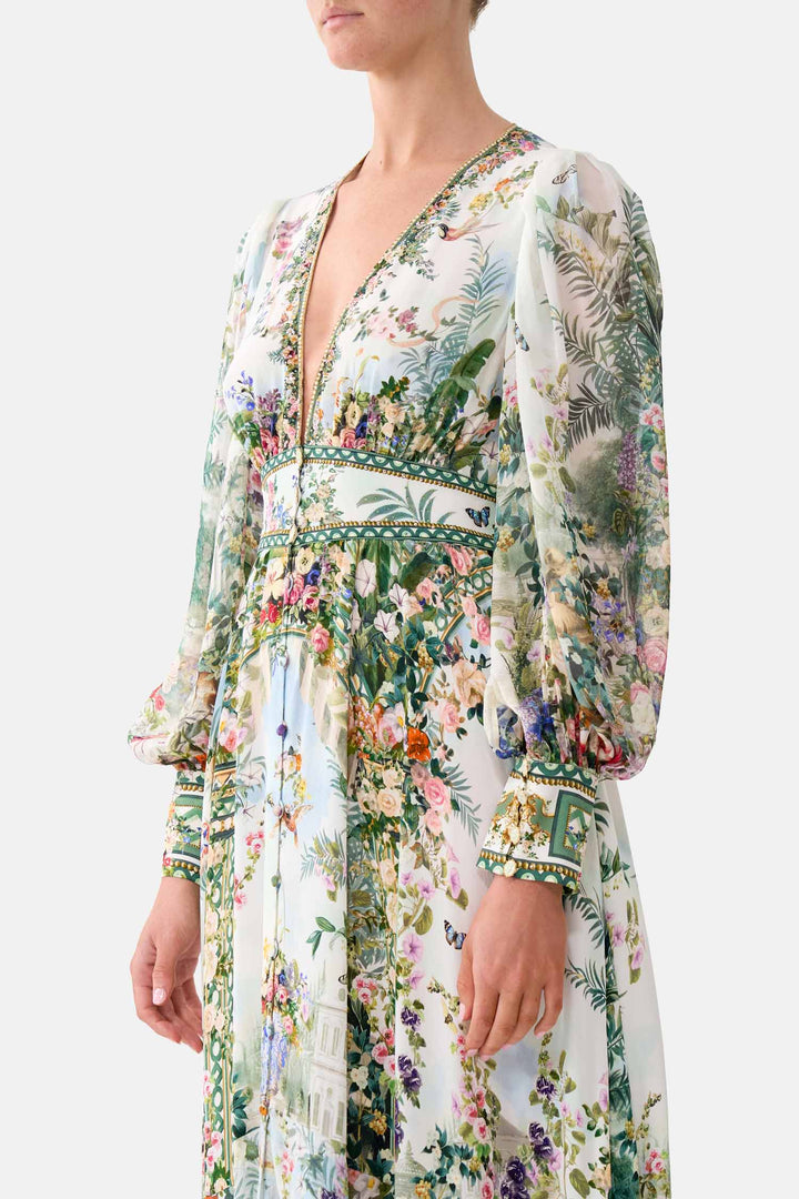Long Button Front Dress in Art For The Empress