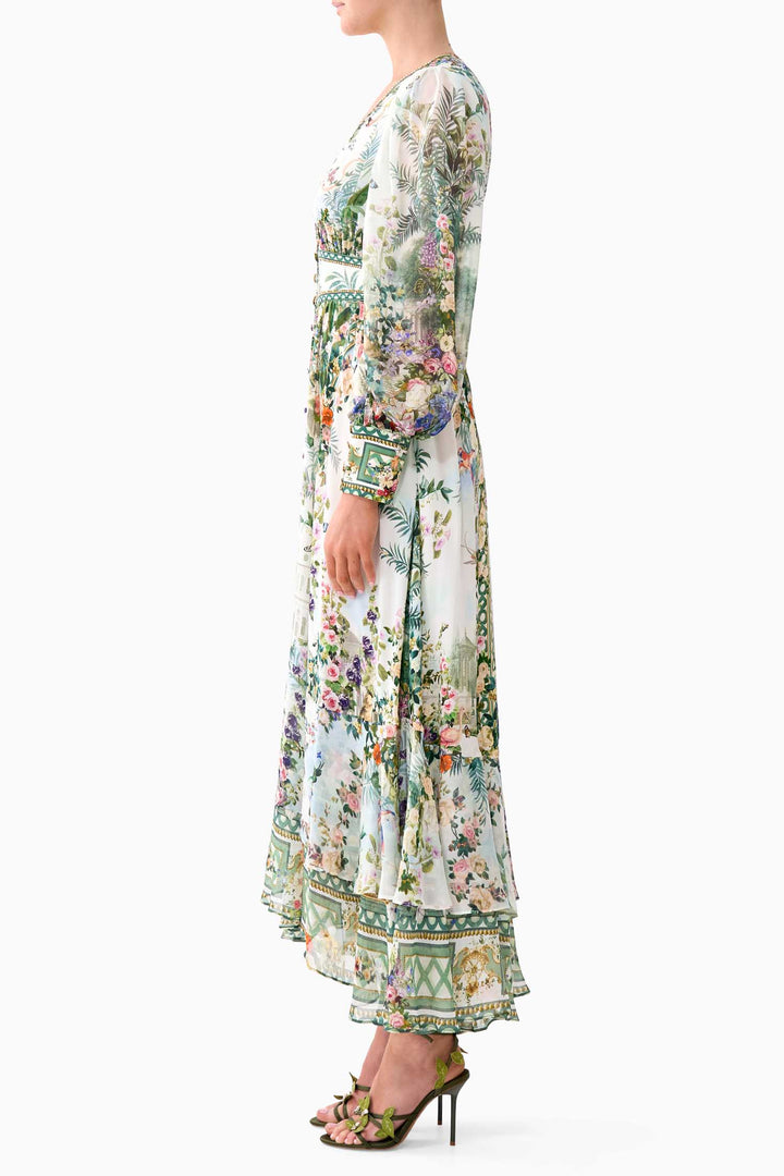 Long Button Front Dress in Art For The Empress
