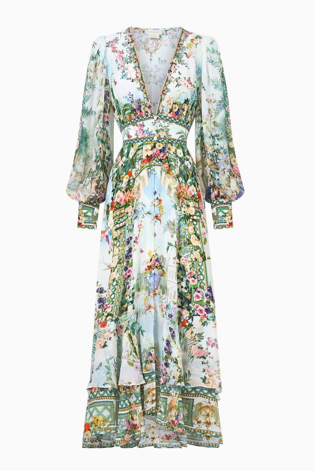 Long Button Front Dress in Art For The Empress
