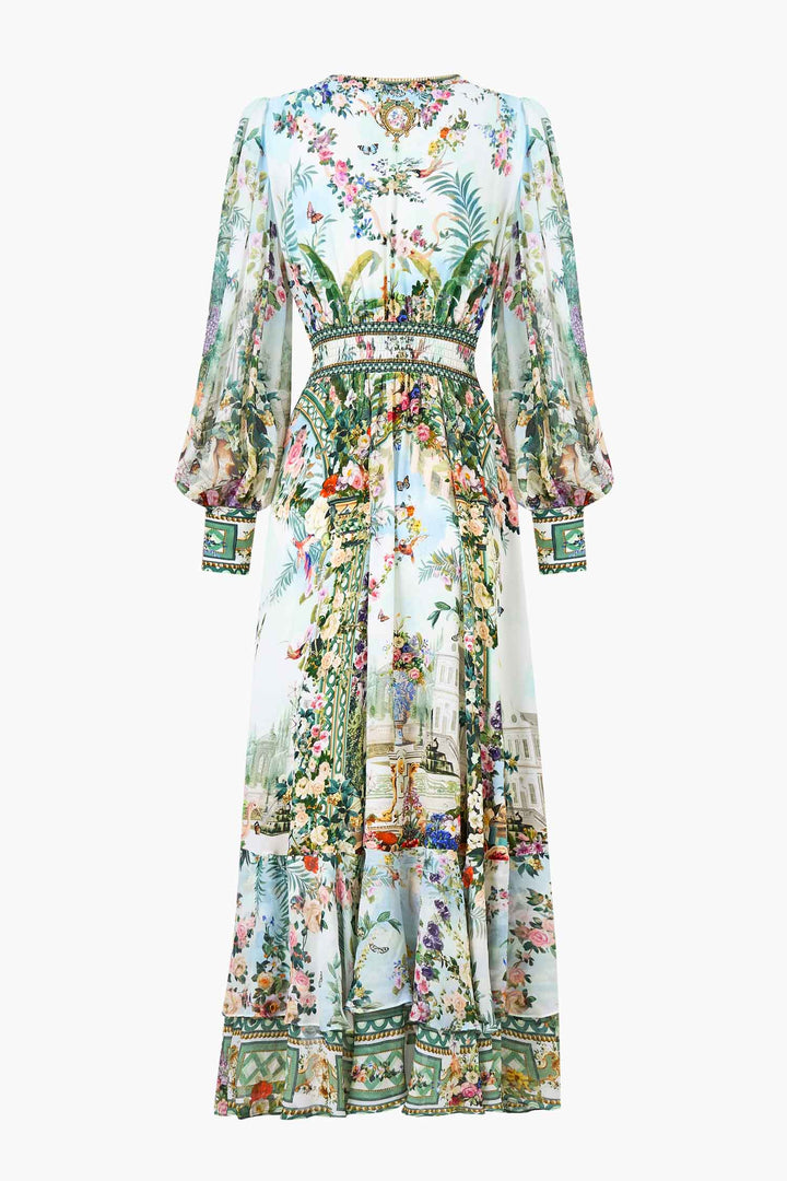 Long Button Front Dress in Art For The Empress