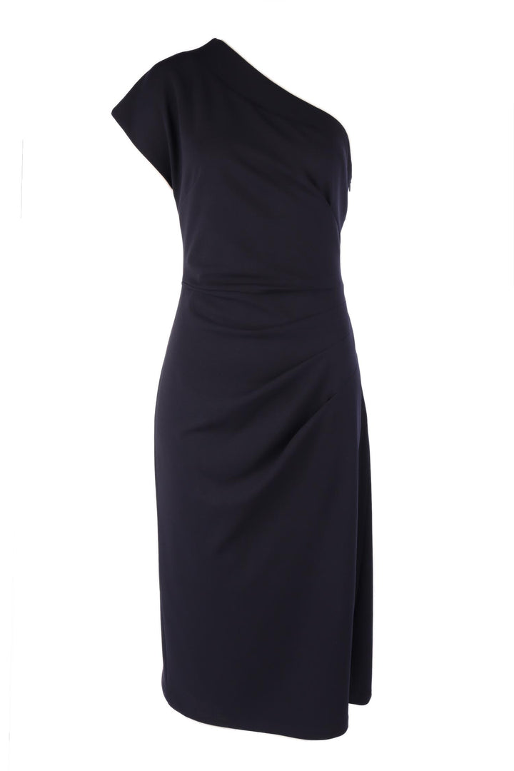 Antonia One Shoulder Midi Dress in Navy