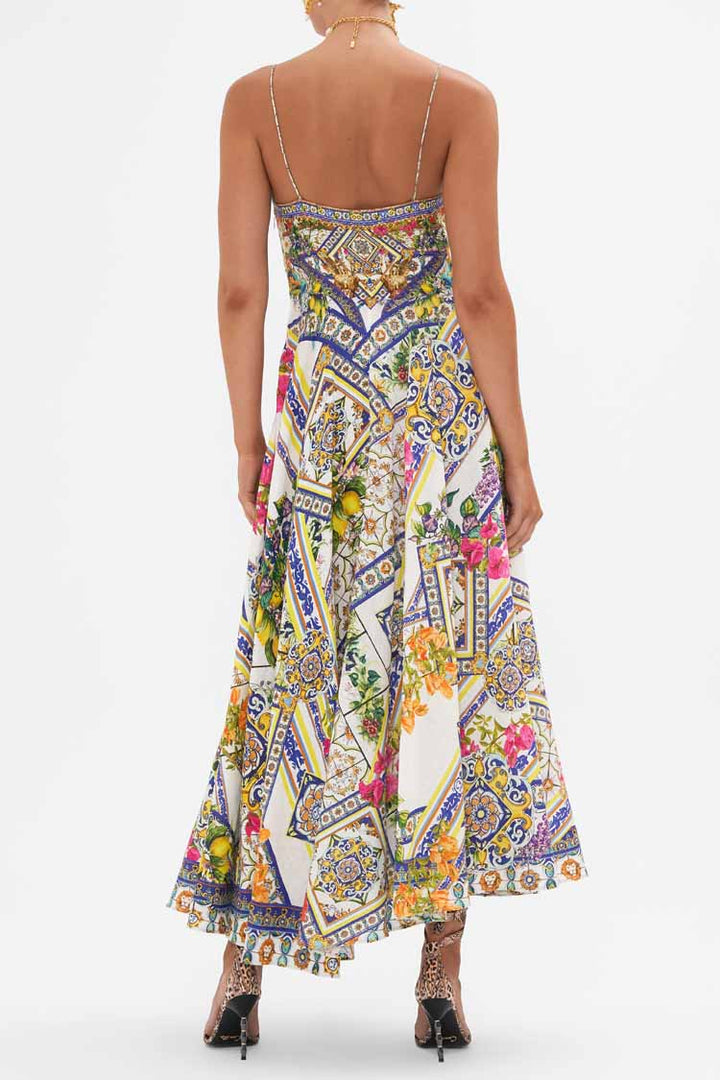 Long Dress w Tie Front in Amalfi Amore
