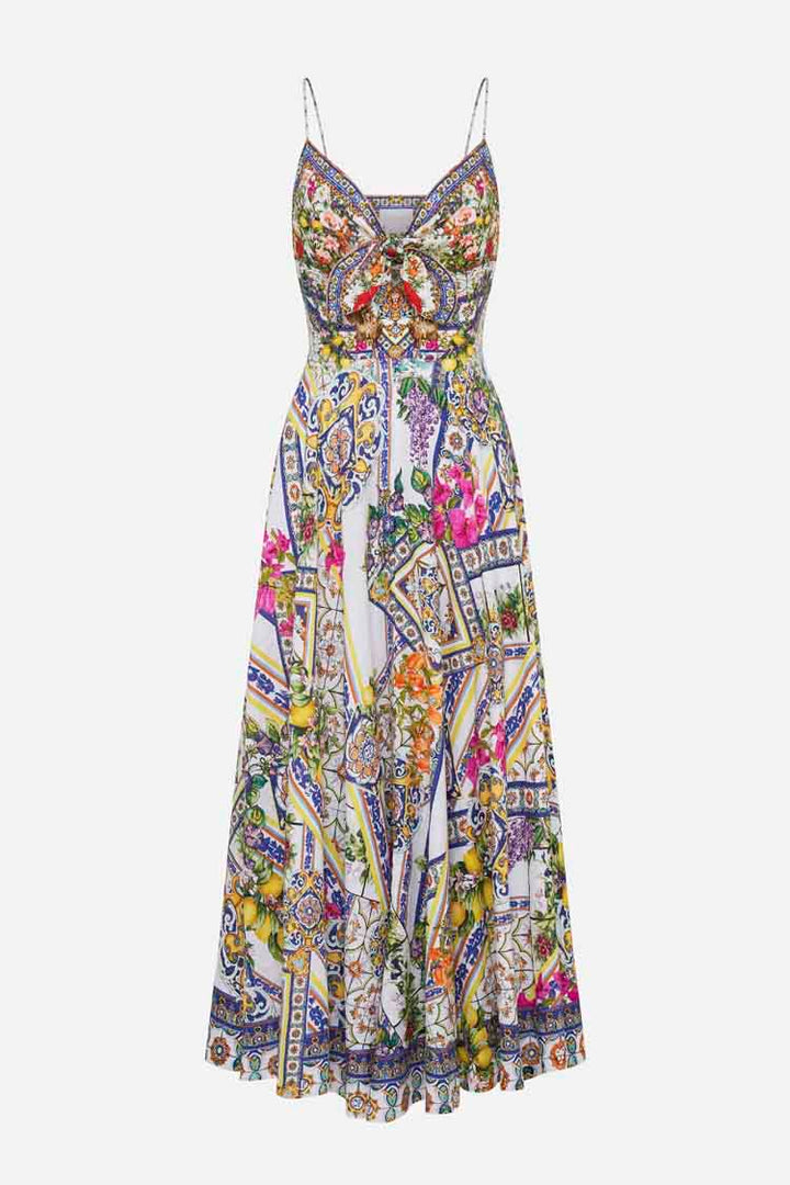 Long Dress w Tie Front in Amalfi Amore