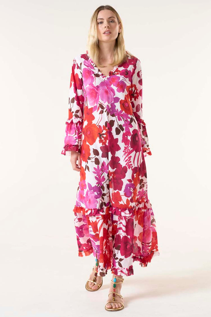 Long Indi Dress in Flamenco Pink