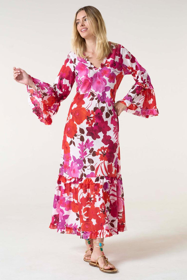 Long Indi Dress in Flamenco Pink