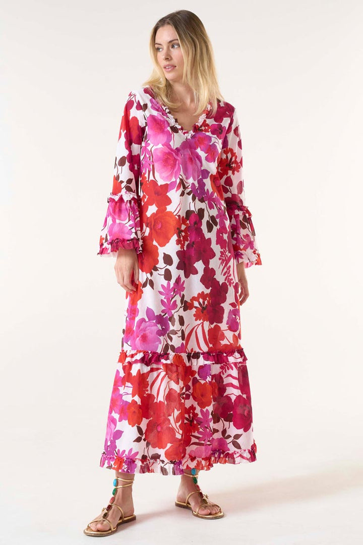 Long Indi Dress in Flamenco Pink