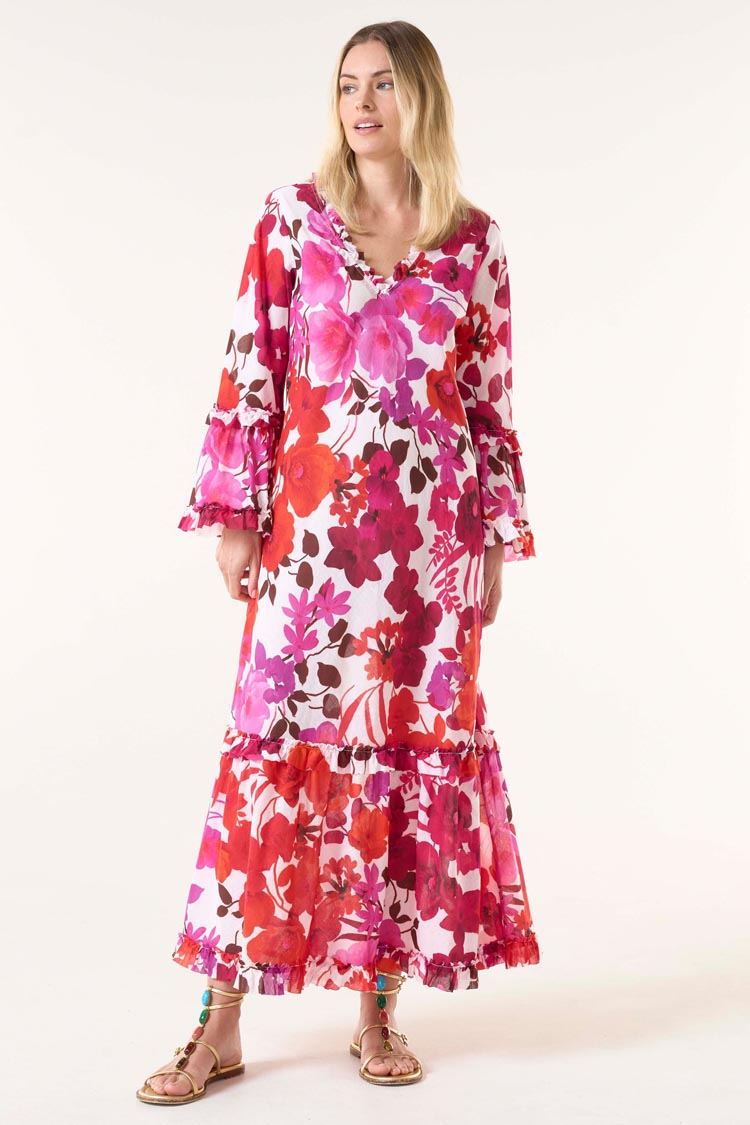 Long Indi Dress in Flamenco Pink