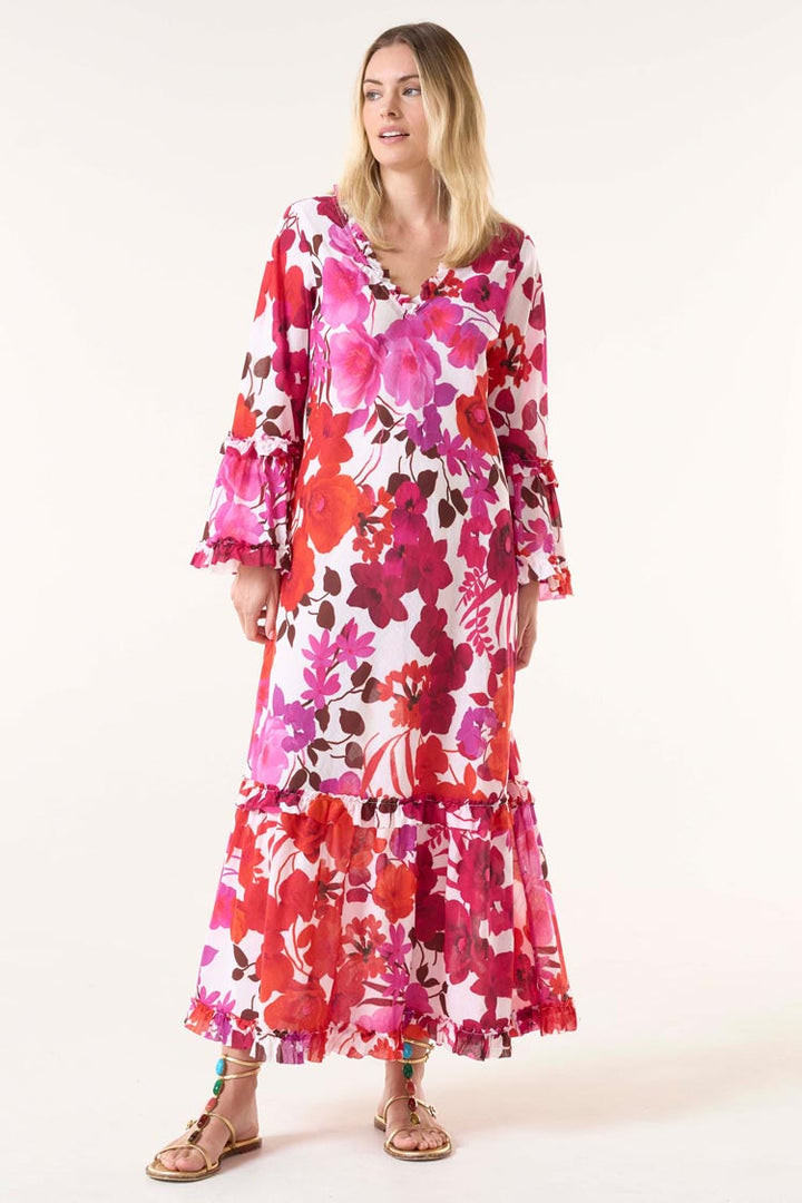 Long Indi Dress in Flamenco Pink