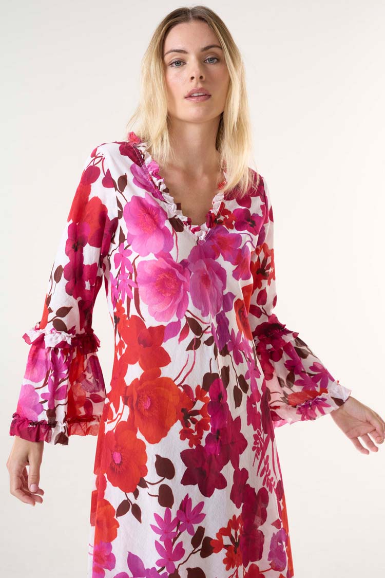 Long Indi Dress in Flamenco Pink