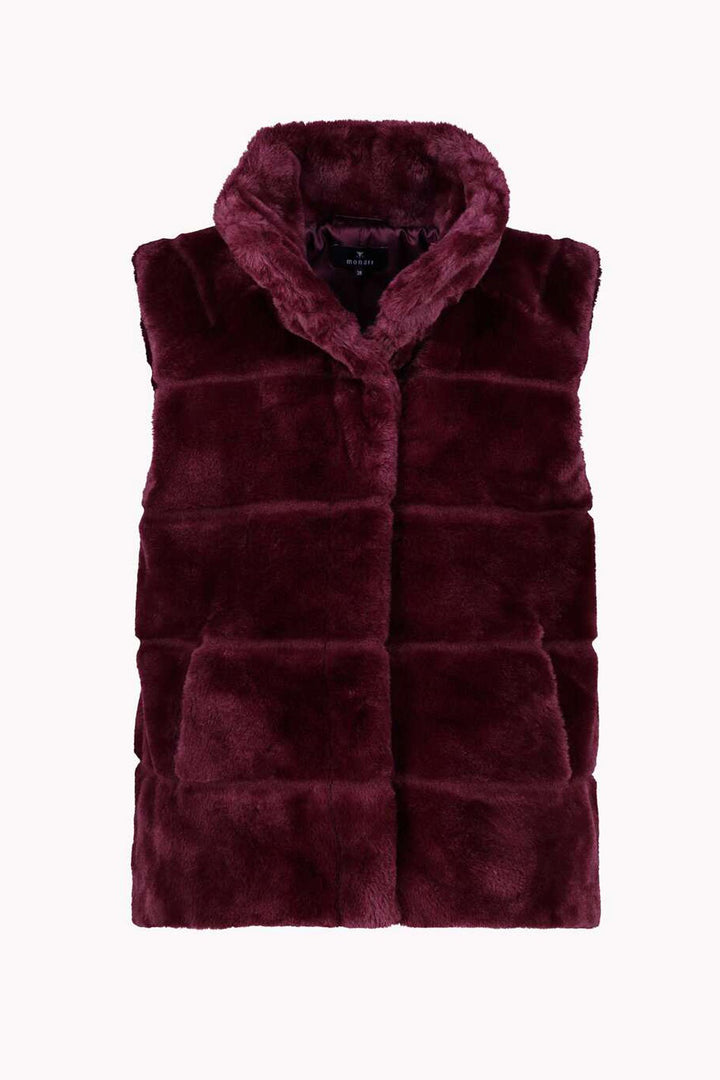 Long Line Faux Fur Vest in Bordeaux