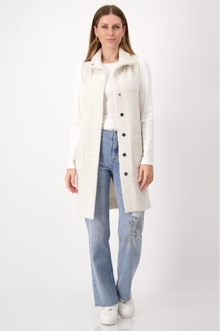 Long Line Knit Vest in Sandshell