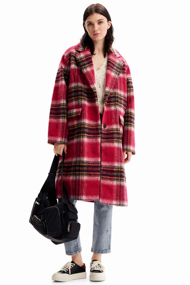 Long Plaid Wool Coat