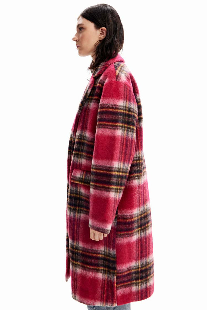 Long Plaid Wool Coat