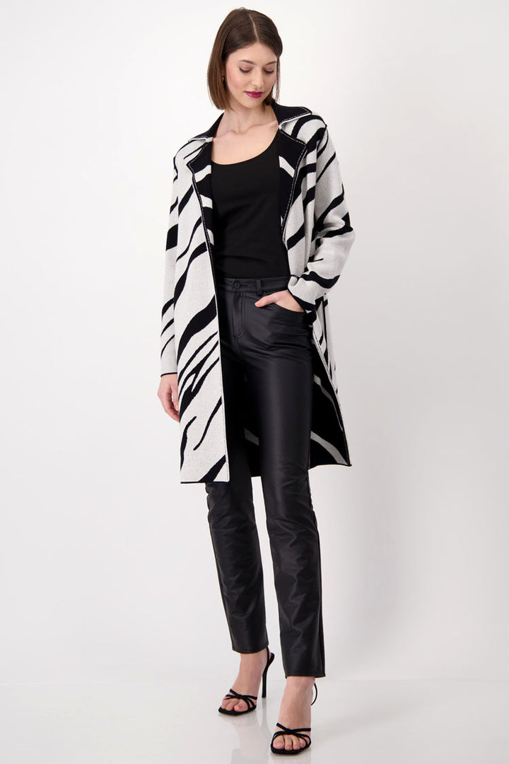 Long Reversible Zebra Knit Cardigan