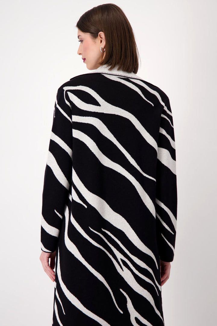 Long Reversible Zebra Knit Cardigan