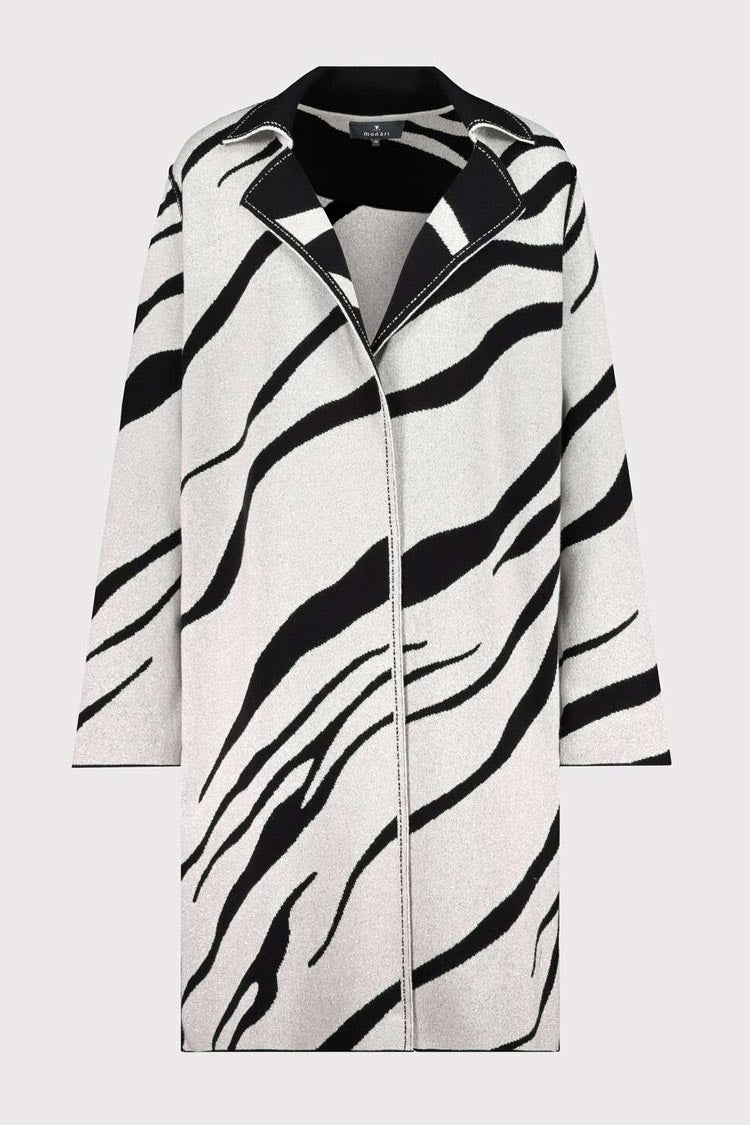 Long Reversible Zebra Knit Cardigan