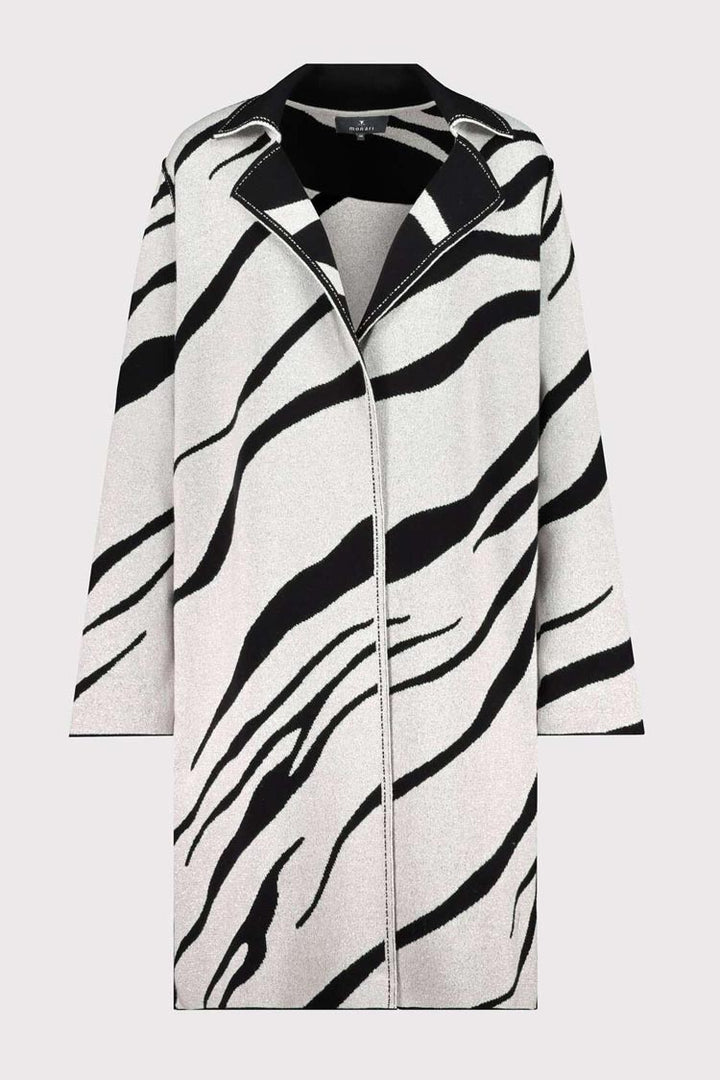 Long Reversible Zebra Knit Cardigan