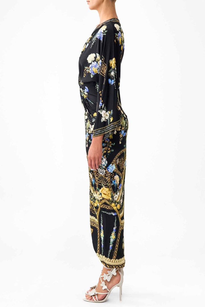Long Split Front Twist Dress in Ottoman Elegance