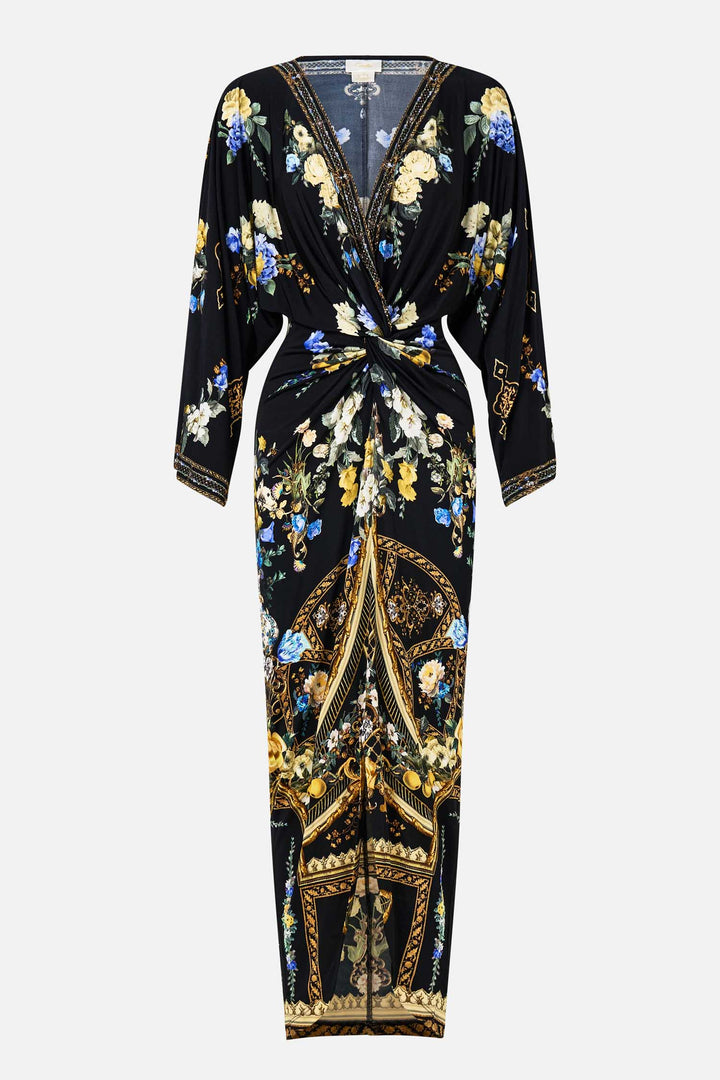 Long Split Front Twist Dress in Ottoman Elegance