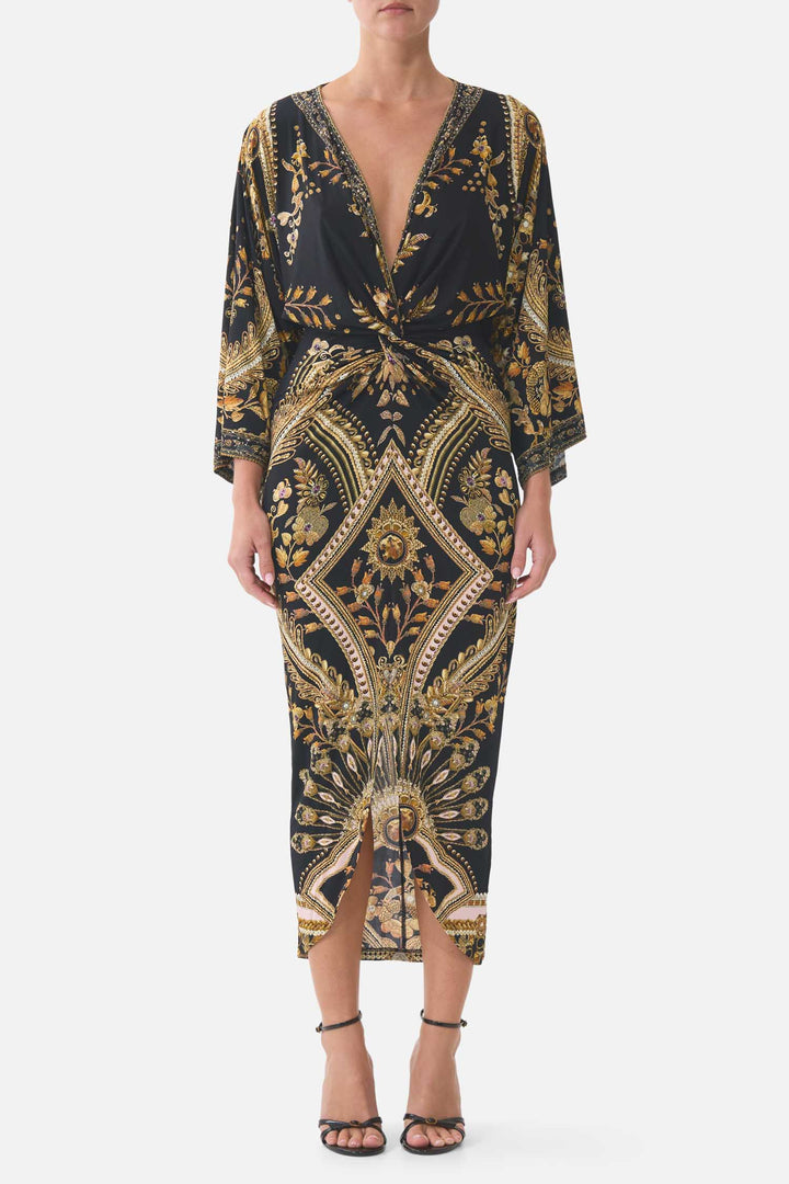 Long Split Front Twist Dress in Taurus Rising