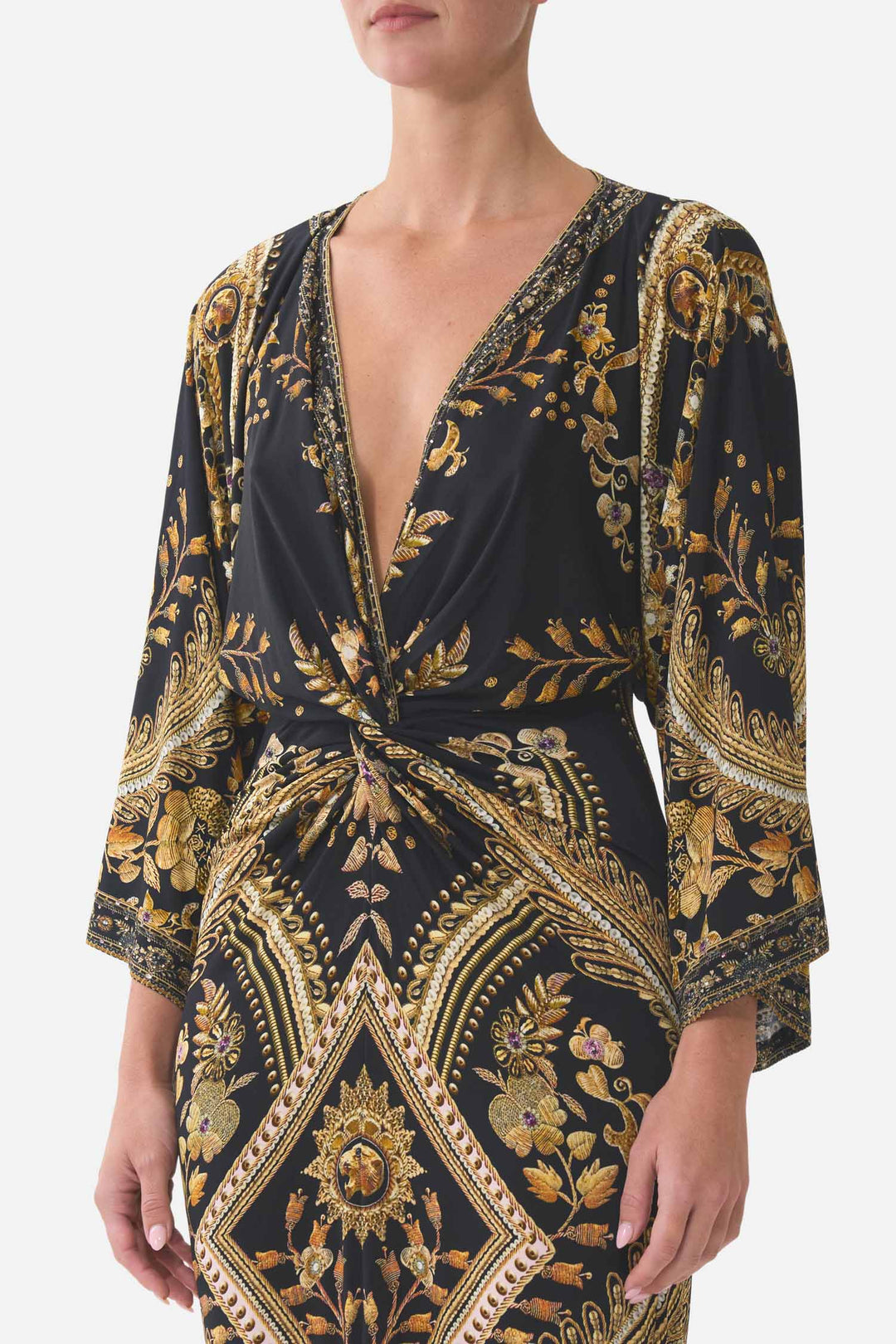 Long Split Front Twist Dress in Taurus Rising