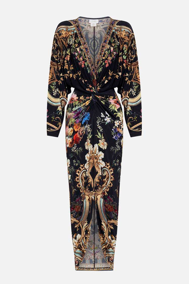 Long Split Front Twist Dress in Play Your Cards Right