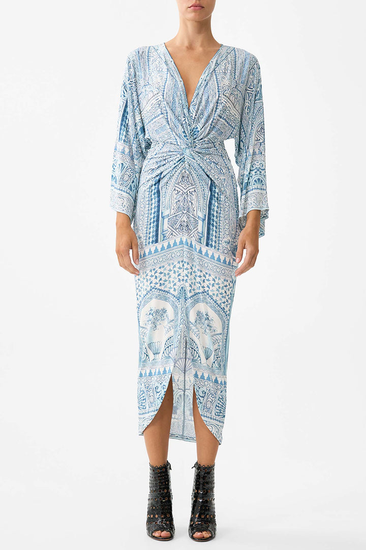 Long Split Front Twist Dress in The Hum of the Alhambra