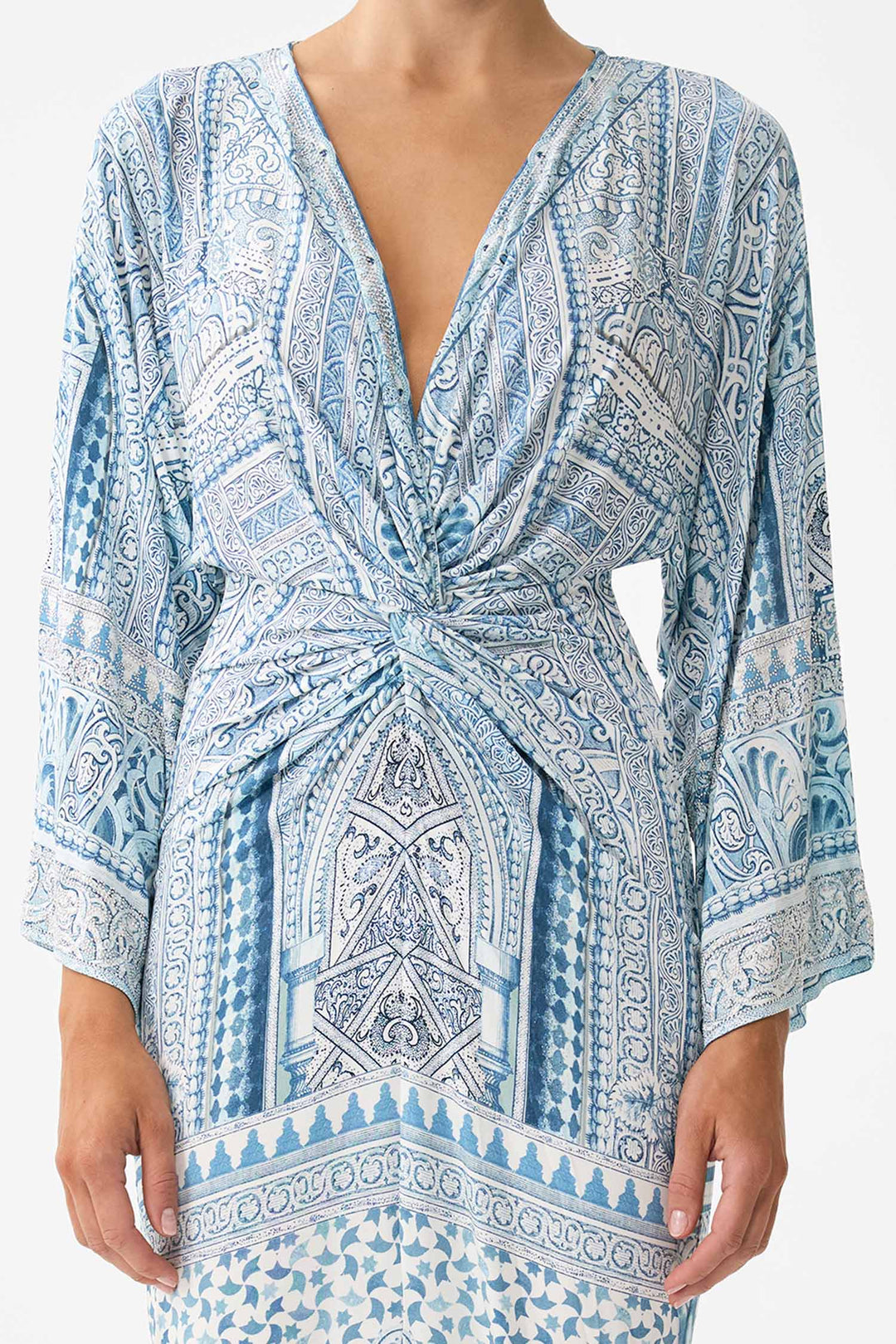 Long Split Front Twist Dress in The Hum of the Alhambra