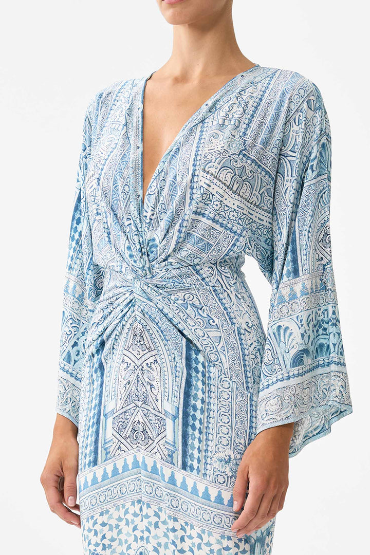 Long Split Front Twist Dress in The Hum of the Alhambra