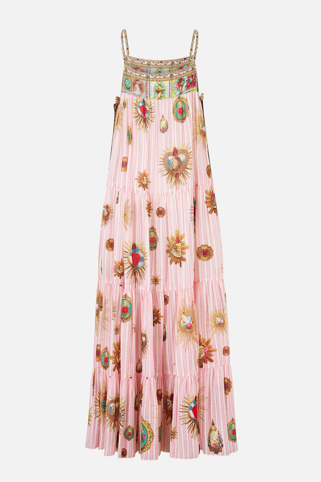 Long Tiered Dress with Bow Ties in Painted Prayers