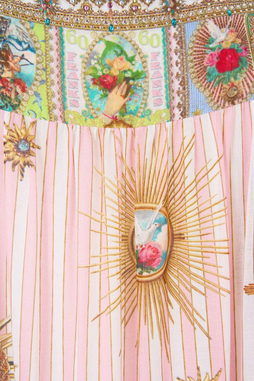 Long Tiered Dress with Bow Ties in Painted Prayers