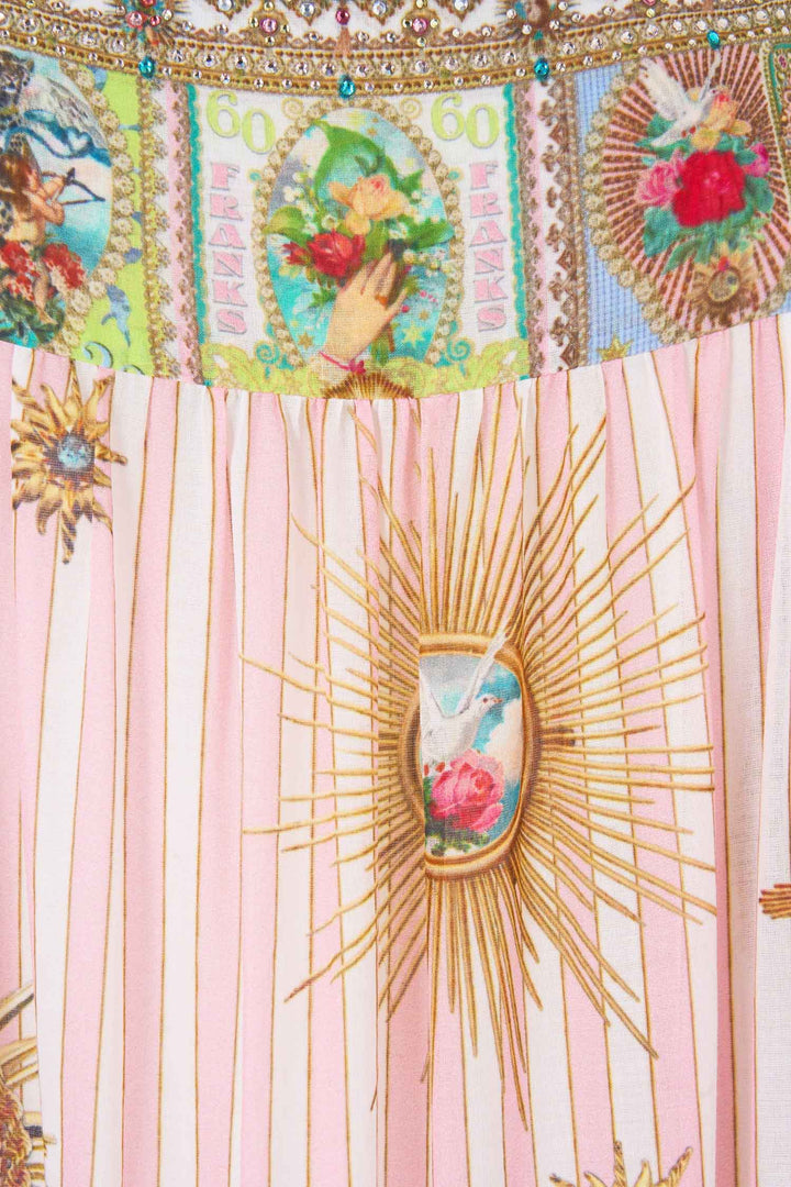 Long Tiered Dress with Bow Ties in Painted Prayers