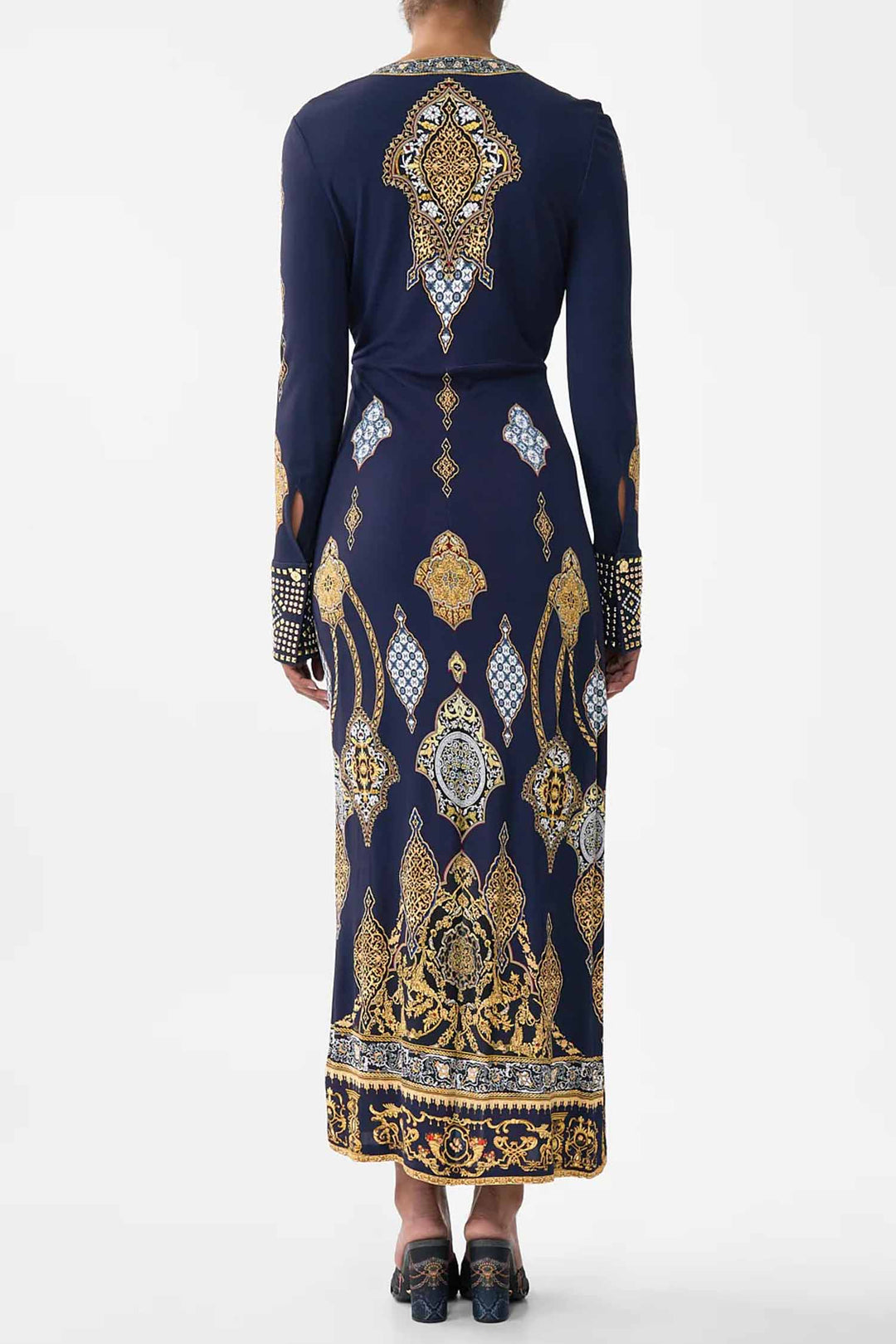 Long V Neck Twist Front Jersey Dress in The Imperial Gate