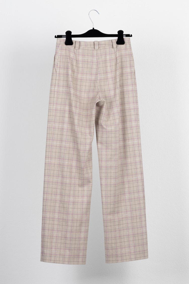 Loose Fit Check Trouser in Spring Beige