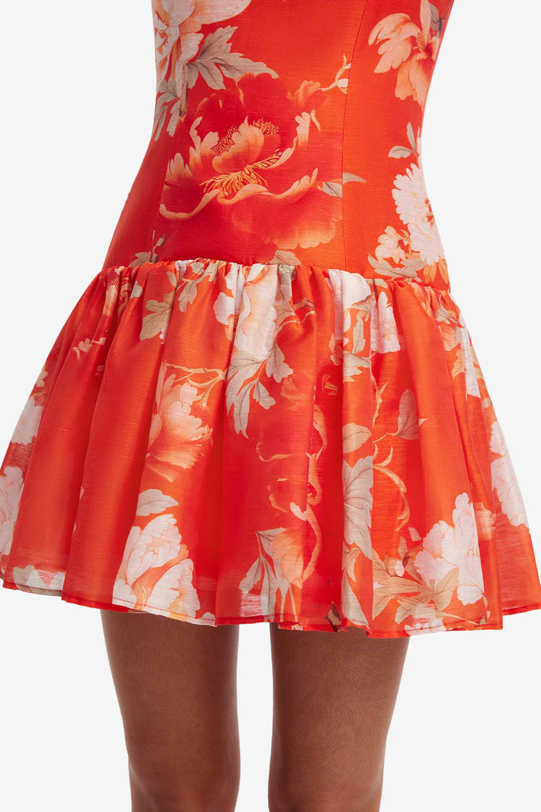 Lorena Ruffled Mini Dress in Saffron Peony