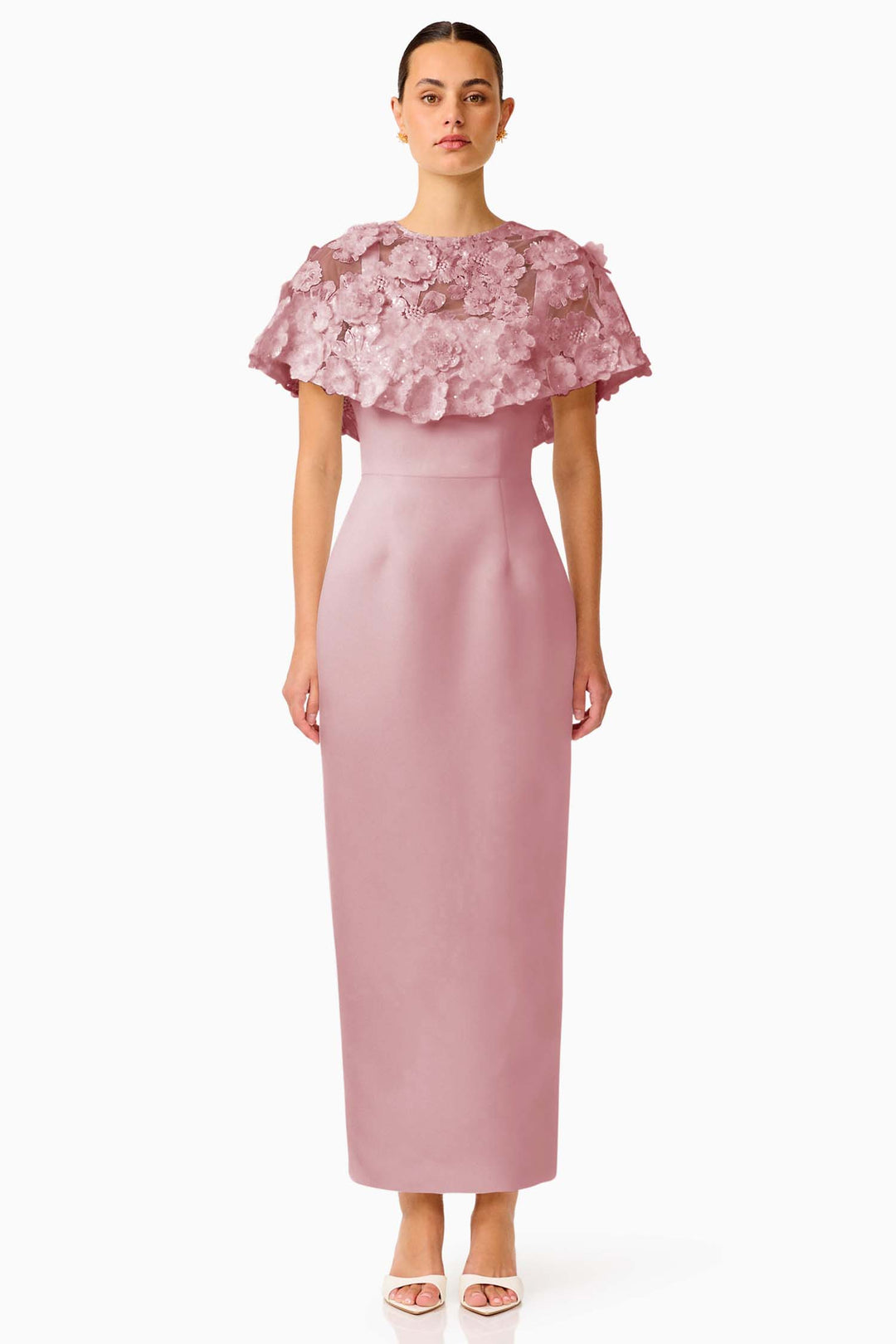 Lorina Cape Gown in Rose Pink