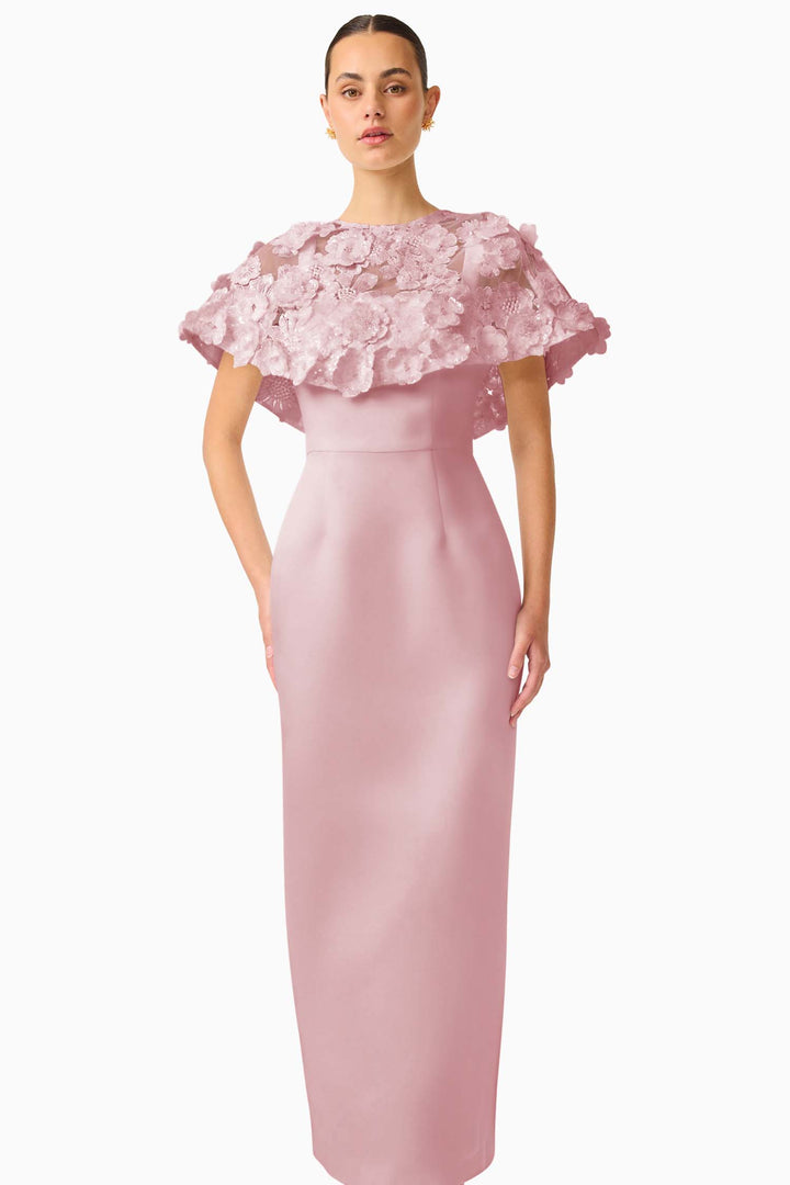 Lorina Cape Gown in Rose Pink