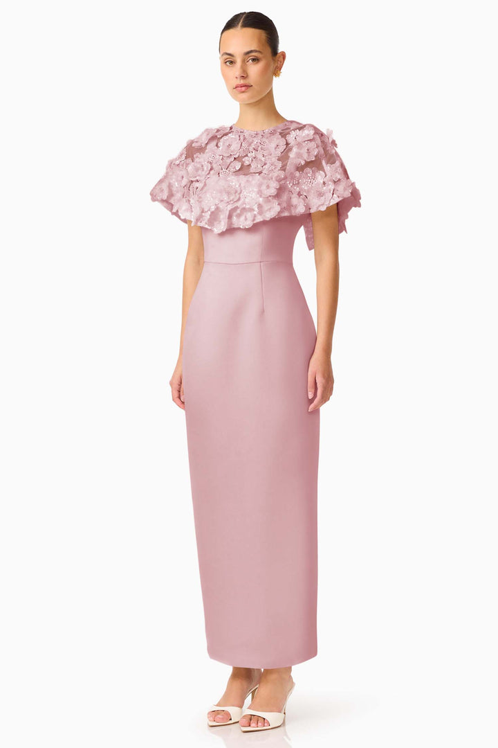 Lorina Cape Gown in Rose Pink