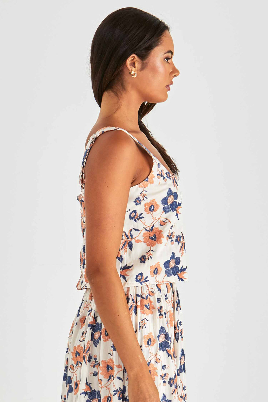 Luca Crop Top in Floral Embroidery
