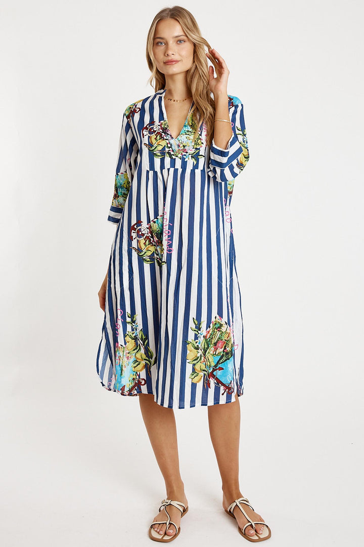 Lucciano Kaftan in Navy Stripe