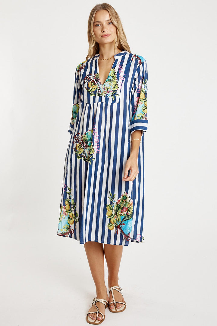 Lucciano Kaftan in Navy Stripe