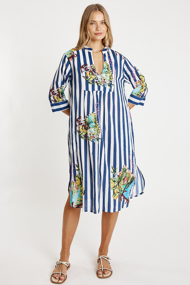 Lucciano Kaftan in Navy Stripe