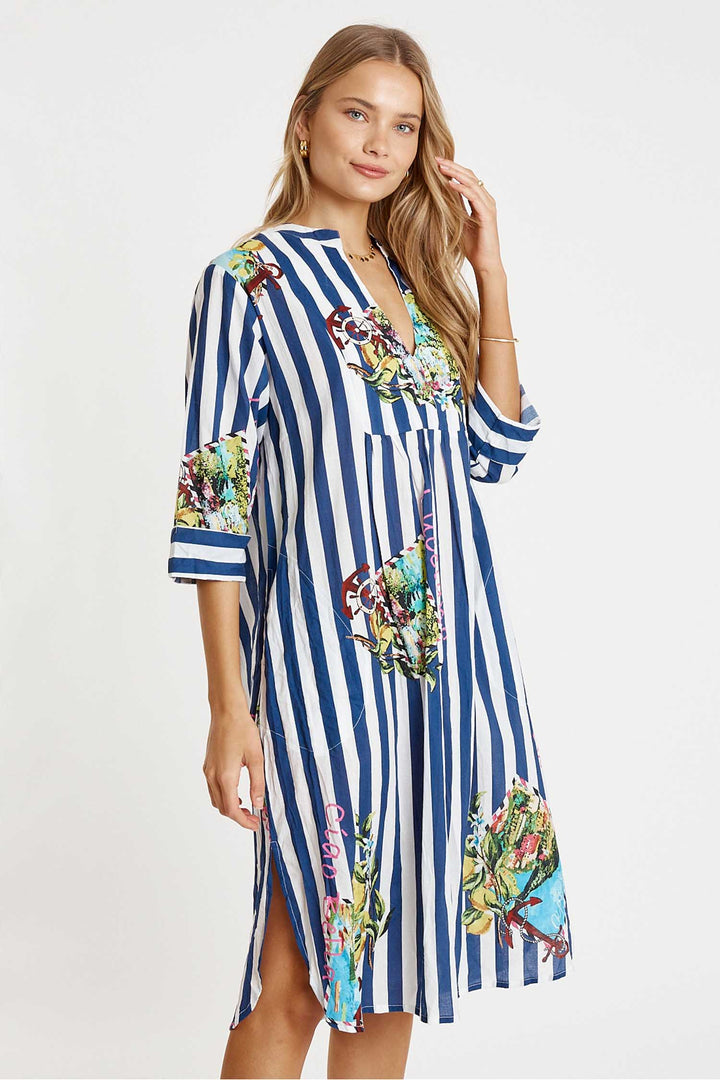 Lucciano Kaftan in Navy Stripe