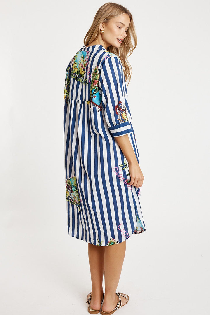 Lucciano Kaftan in Navy Stripe