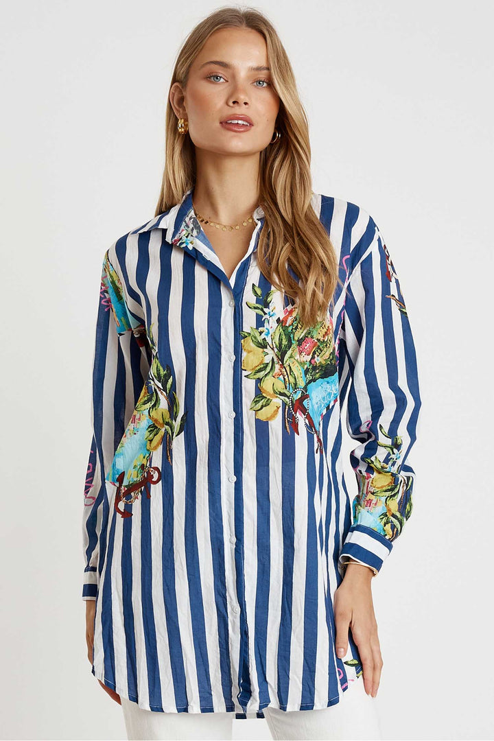 Lucciano Shirt in Navy Stripe