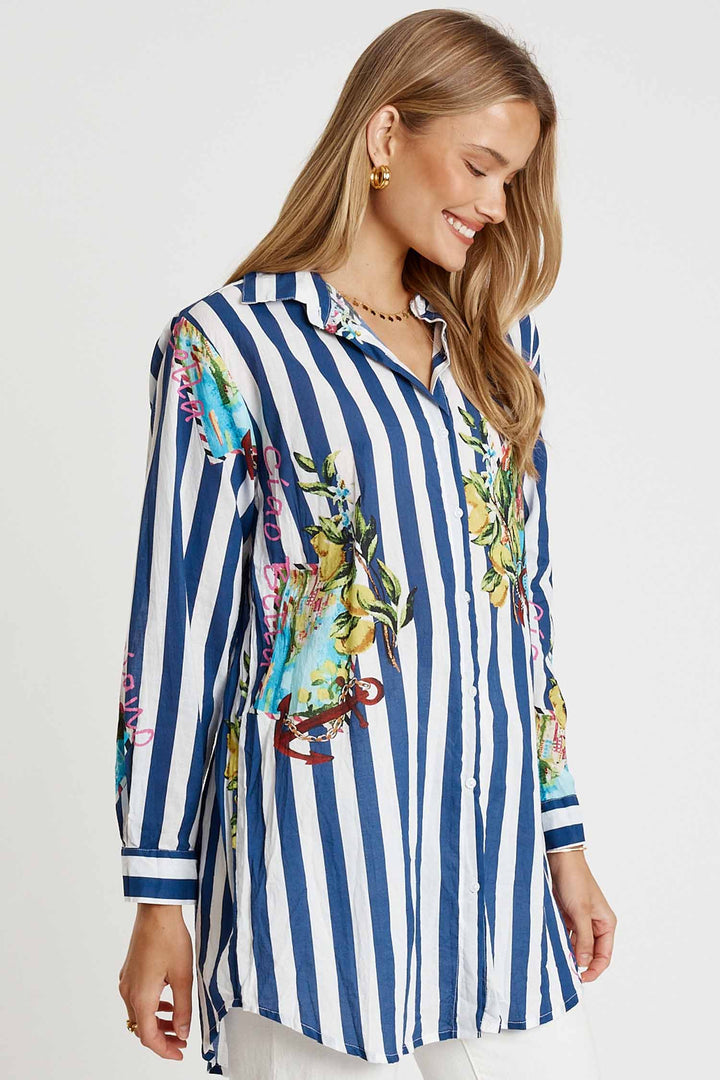 Lucciano Shirt in Navy Stripe