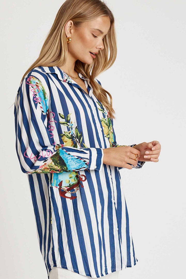 Lucciano Shirt in Navy Stripe